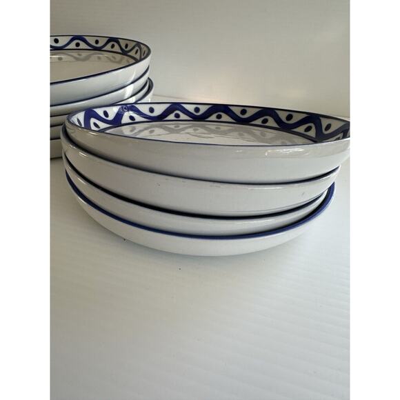 Lot of 9 Dansk Arabesque Blue Wave Coupe Dinner Salad Plates 8", 11" Raised Edge - Picture 11 of 13